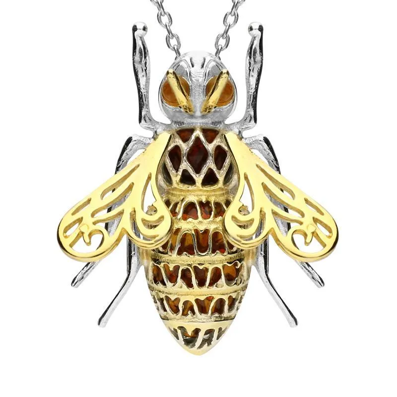 Yellow Gold Sterling Silver Plated Amber Honey Bee Necklace sold by Jura Watches