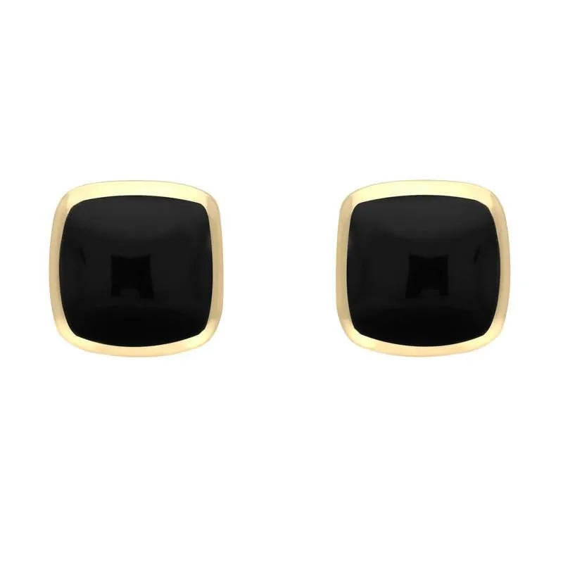 9ct Yellow Gold Whitby Jet Dinky Cushion Stud Earrings sold by Jura Watches