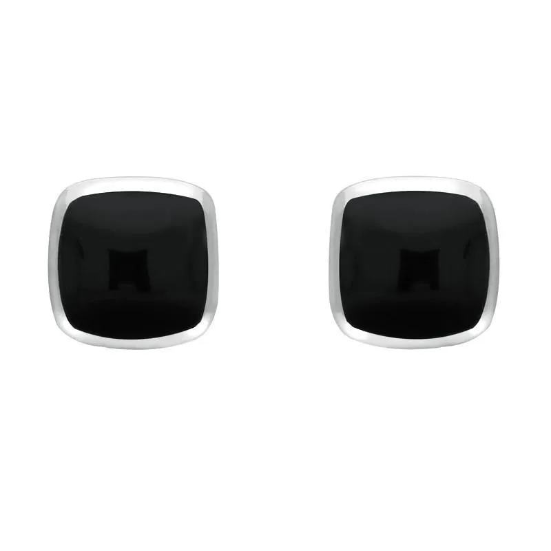 Sterling Silver Whitby Jet Dinky Cushion Stud Earrings sold by Jura Watches