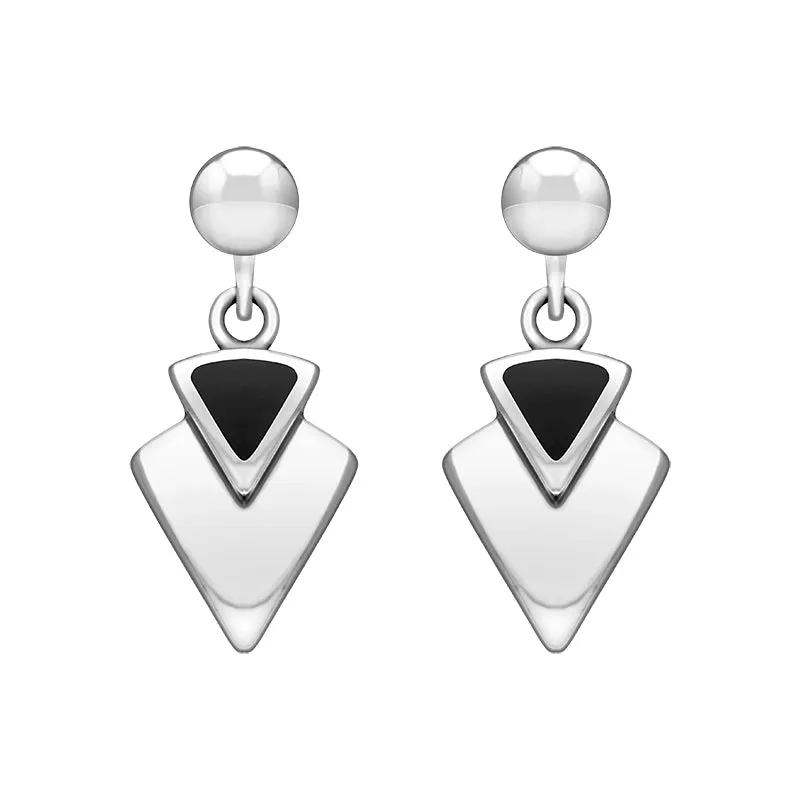 Sterling Silver Whitby Jet Arrowhead Drop Earrings sold by Jura Watches