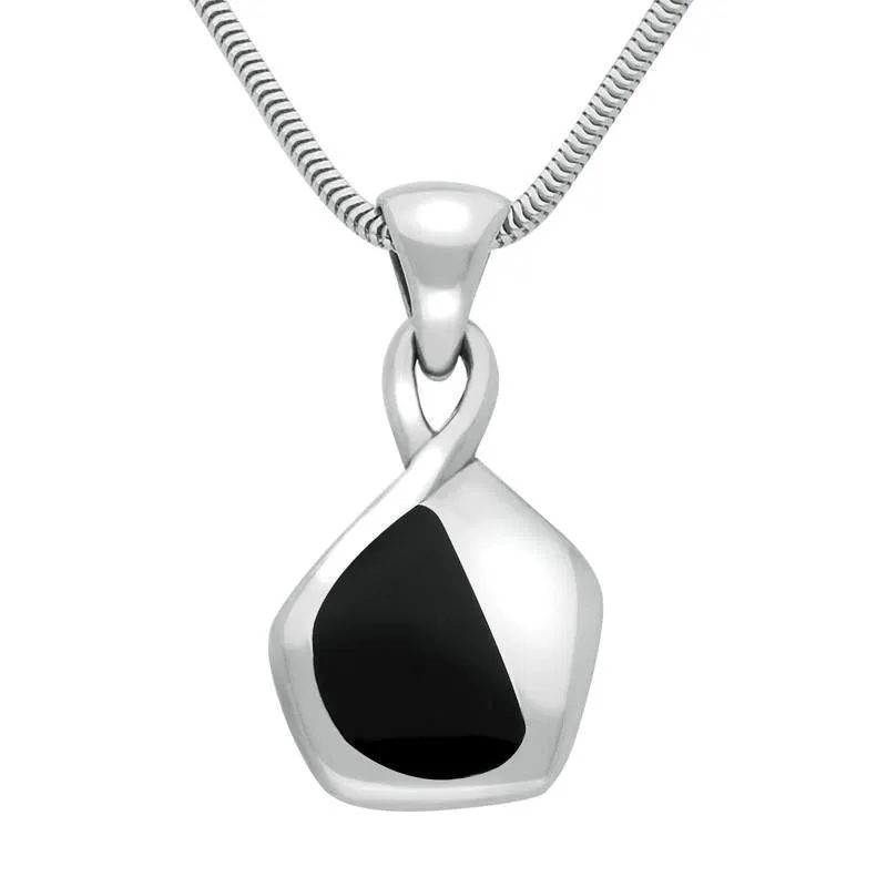 Sterling Silver Whitby Jet Freeform Pentagon Necklace sold by Jura Watches