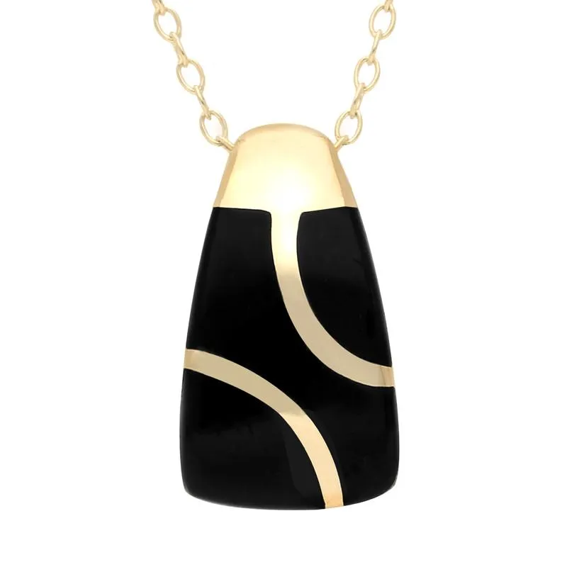 9ct Yellow Gold Whitby Jet Three Stone Barrel Necklace sold by Jura Watches