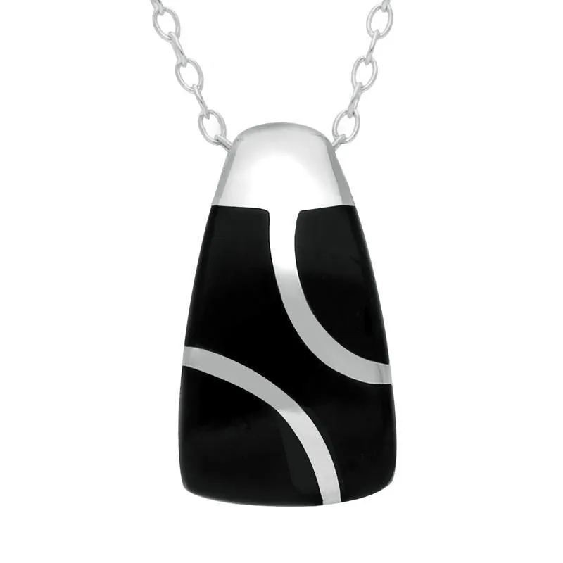Sterling Silver Whitby Jet Three Stone Barrel Necklace sold by Jura Watches
