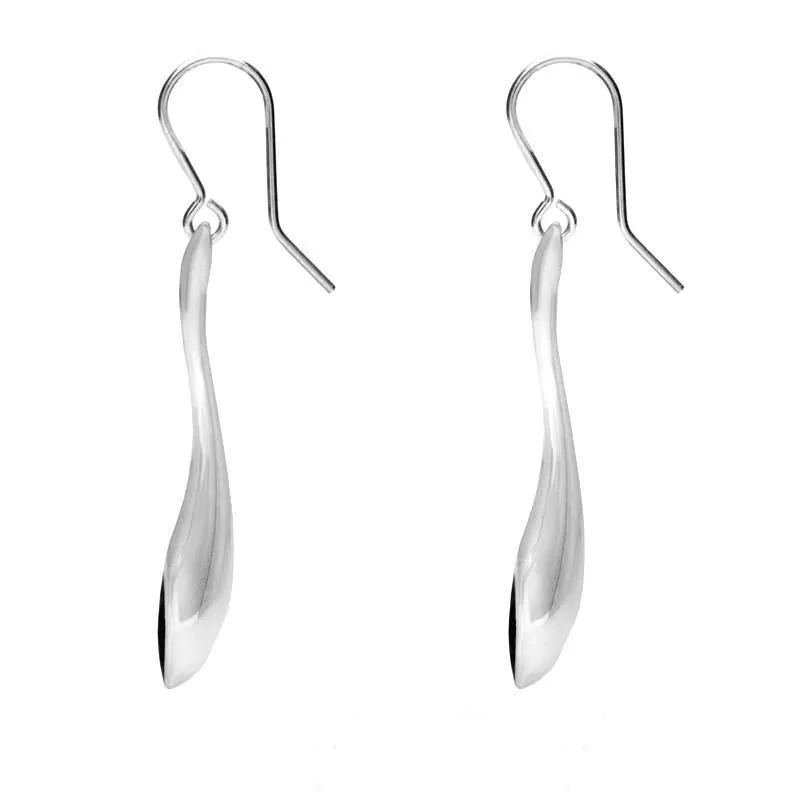 Sterling Silver Whitby Jet Long Tapered Drop Hook Earrings sold by Jura Watches product image thumbnail 2