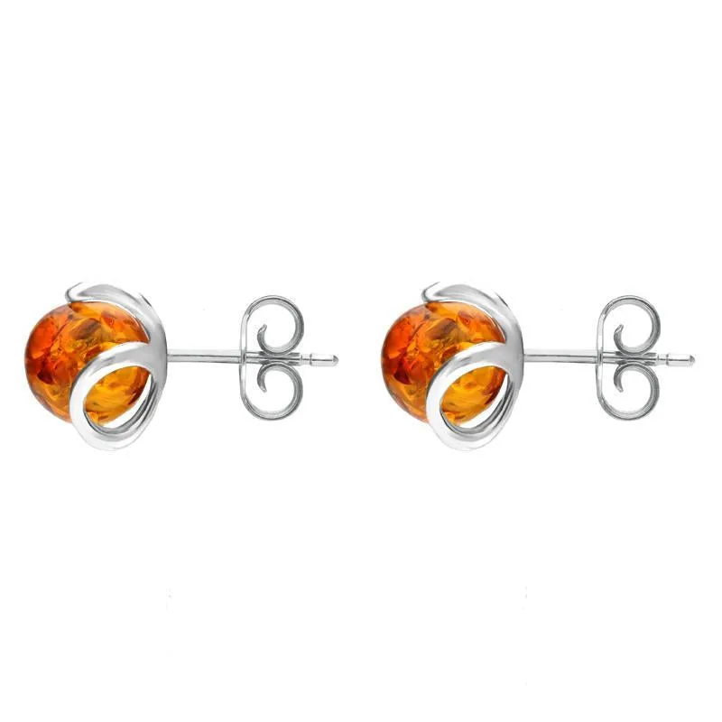 Sterling Silver Amber Round Petal Detail Stud Earrings sold by Jura Watches product image thumbnail 2