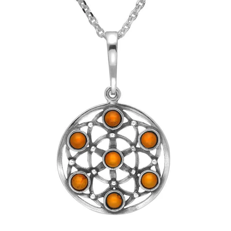 Sterling Silver Amber Round Open Necklace sold by Jura Watches