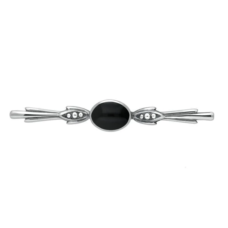 Sterling Silver Whitby Jet Oval Bar Brooch sold by Jura Watches