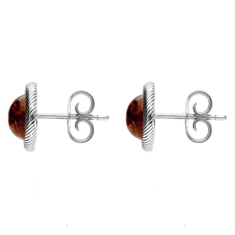 Sterling Silver Amber Round Rope Framed Stud Earrings sold by Jura Watches product image thumbnail 2