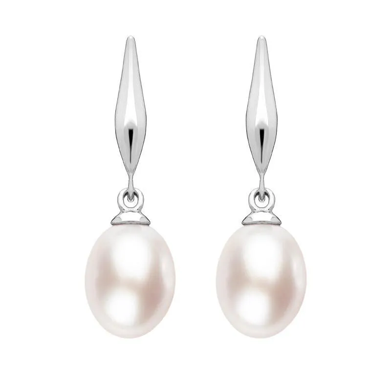 Sterling Silver Pink Pearl Drop Earrings sold by Jura Watches