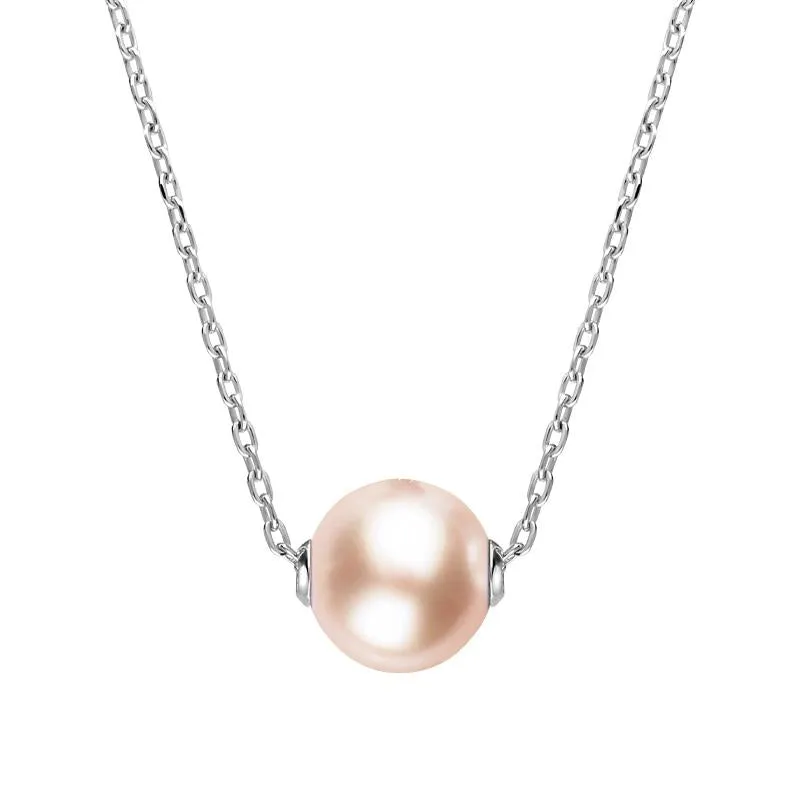 Sterling Silver Peach Pearl Bead Necklace sold by Jura Watches
