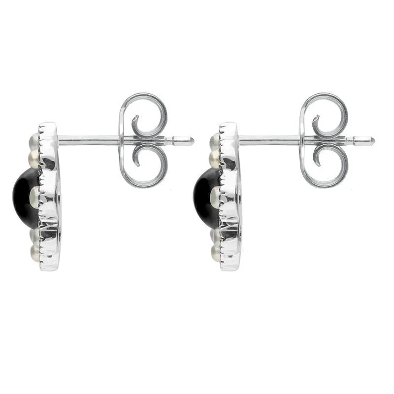 Sterling Silver Whitby Jet Pearl Round Edge Bead Stud Earrings sold by Jura Watches product image thumbnail 2
