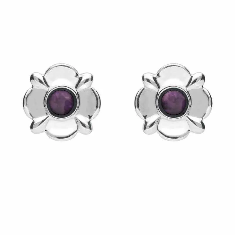 Sterling Silver Blue John Four Petal Flower Stud Earrings sold by Jura Watches