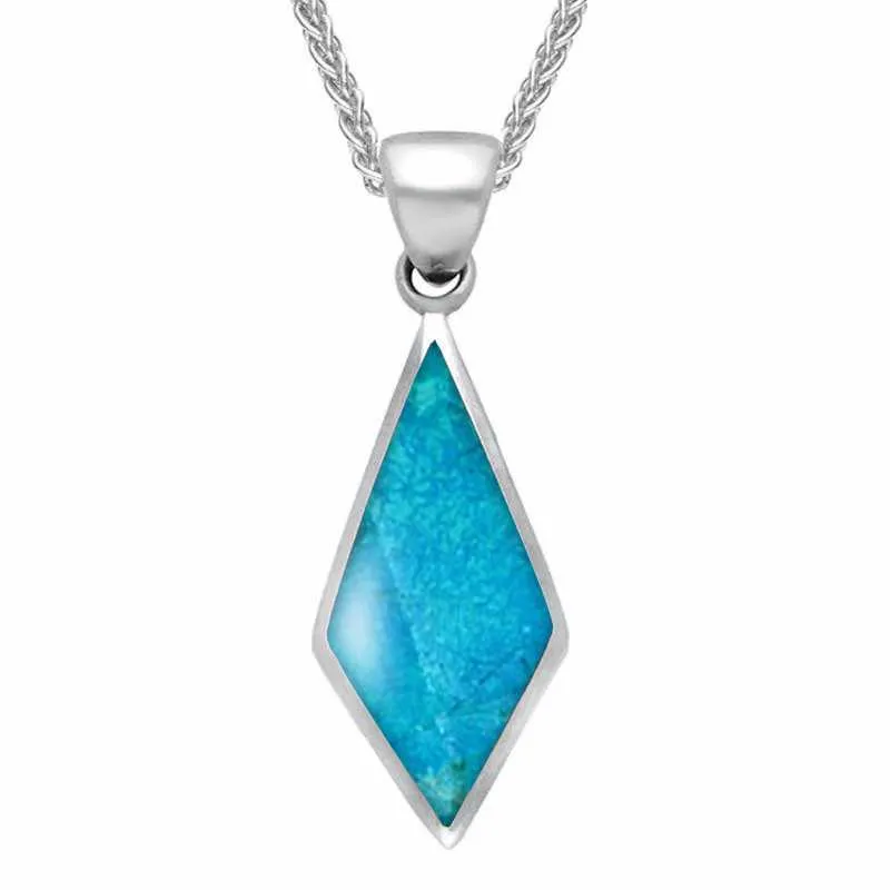 Sterling Silver Turquoise Diamond Shaped Necklace sold by Jura Watches