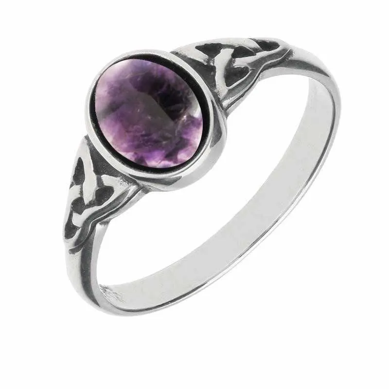 Sterling Silver Blue John Oval Celtic Shoulder Ring sold by Jura Watches