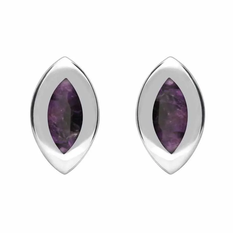 Sterling Silver Blue John Framed Marquise Stud Earrings sold by Jura Watches