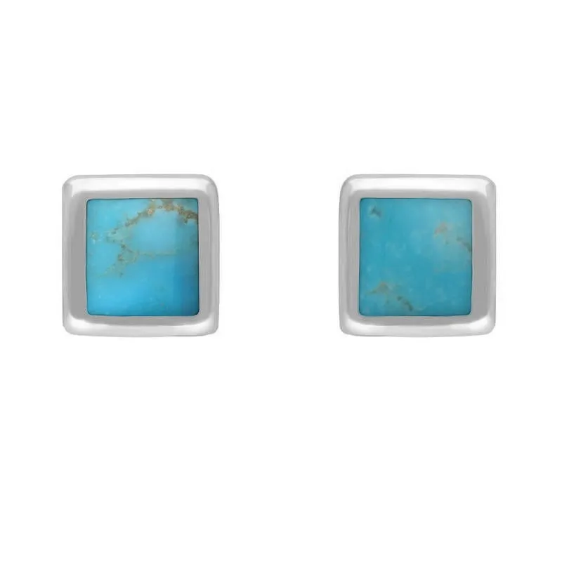 Sterling Silver Turquoise Dinky Square Stud Earrings sold by Jura Watches