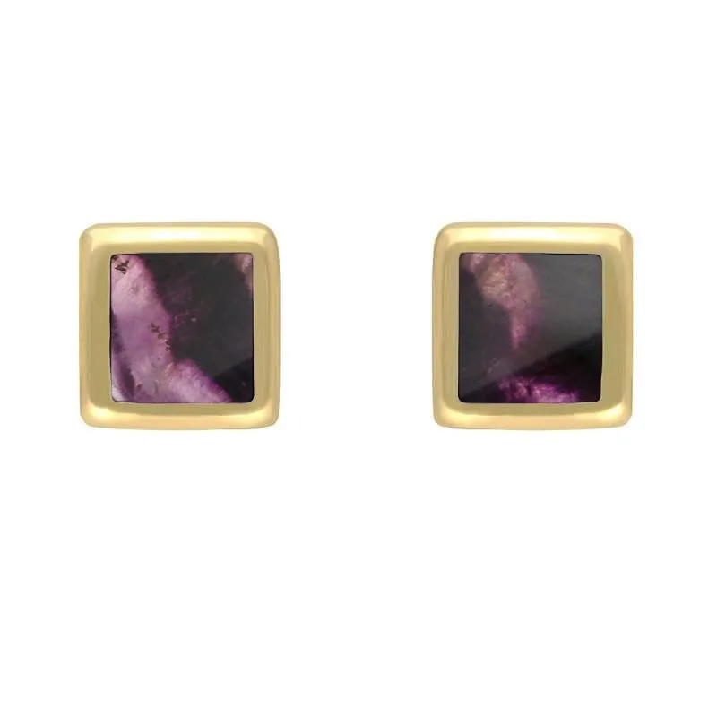 9ct Yellow Gold Blue John Dinky Square Stud Earrings sold by Jura Watches