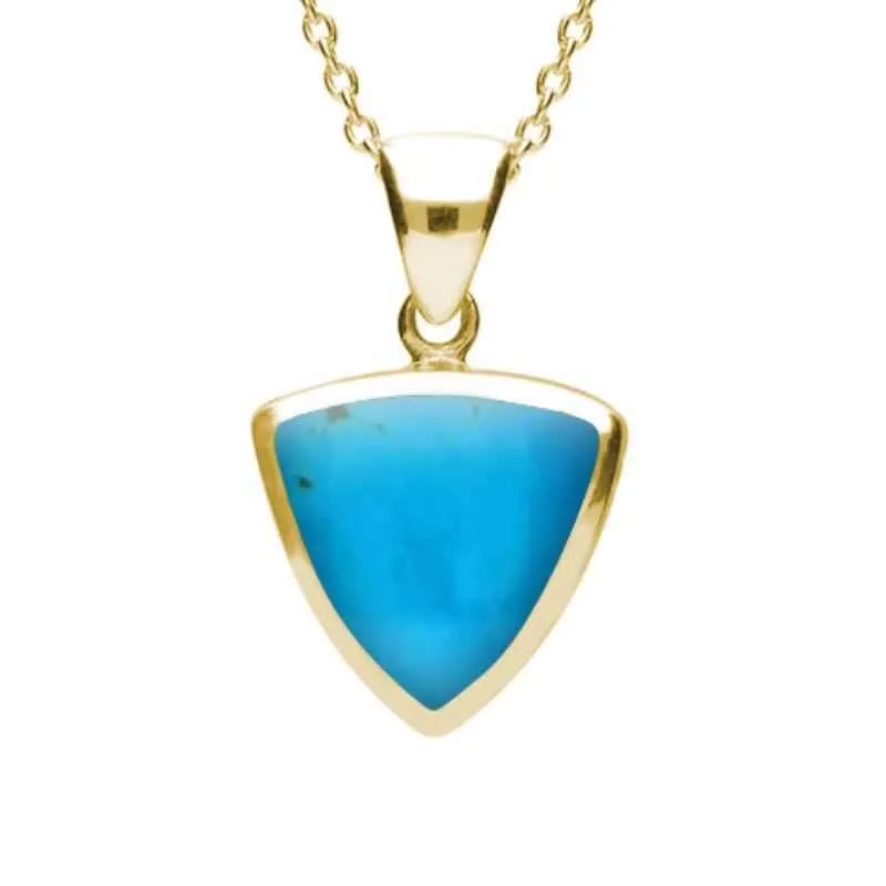 9ct Yellow Gold Turquoise Curved Triangle Necklace sold by Jura Watches