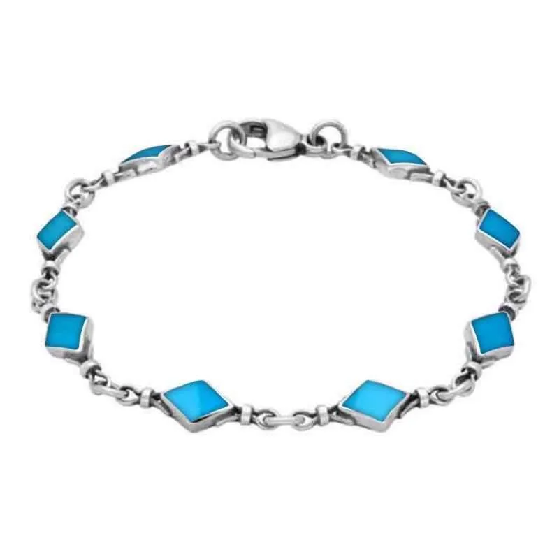 Sterling Silver Turquoise Diamond Shaped Bracelet sold by Jura Watches