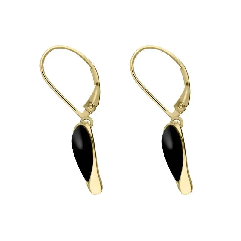 9ct Yellow Gold Whitby Jet Swirl Heart Hook Drop Earrings sold by Jura Watches product image thumbnail 2