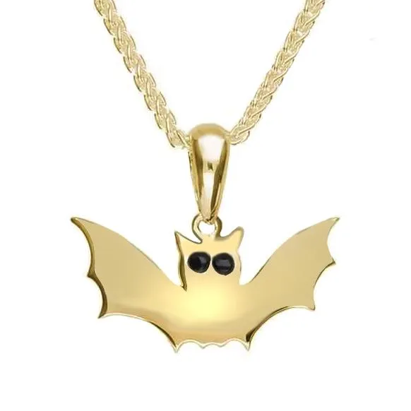 9ct Yellow Gold Whitby Jet Small Bat Necklace sold by Jura Watches