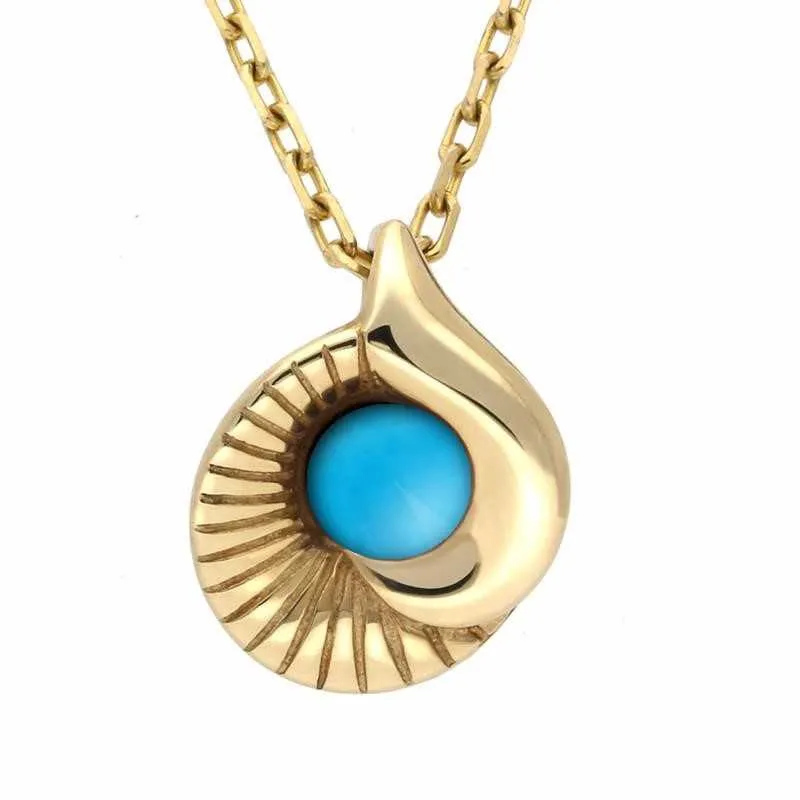 9ct Yellow Gold Turquoise Seashell Necklace sold by Jura Watches