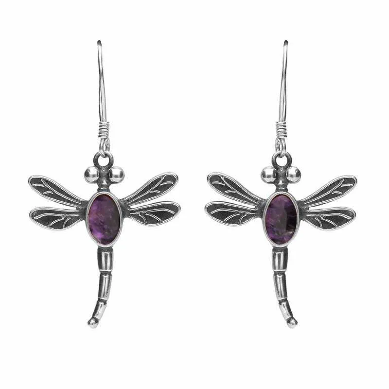 Sterling Silver Blue John Dragonfly Hook Earrings sold by Jura Watches