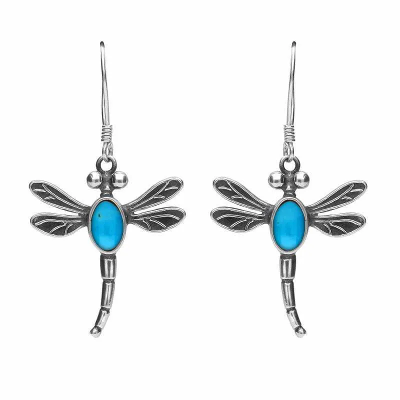 Sterling Silver Turquoise Dragonfly Hook Earrings sold by Jura Watches