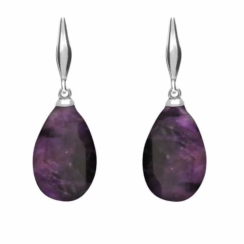 Sterling Silver Blue John Tapered Top Pear Drop Stud Earrings sold by Jura Watches