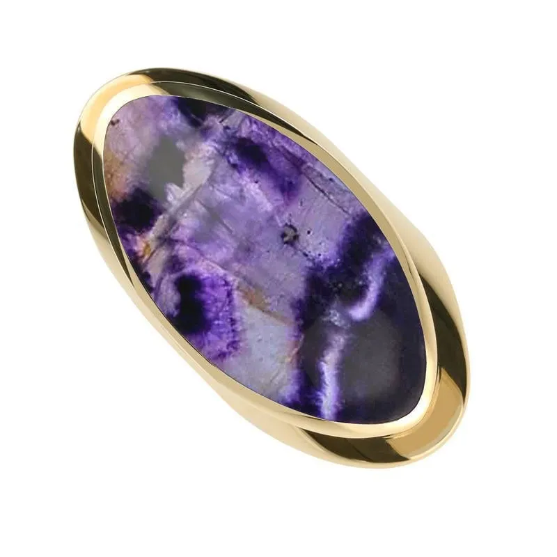 9ct Yellow Gold Blue John Large Oval Statement Ring sold by Jura Watches