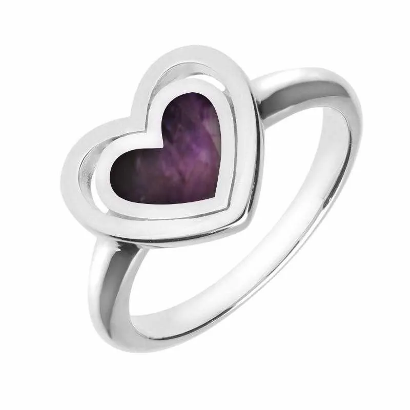 Sterling Silver Blue John Heart In Heart Ring sold by Jura Watches