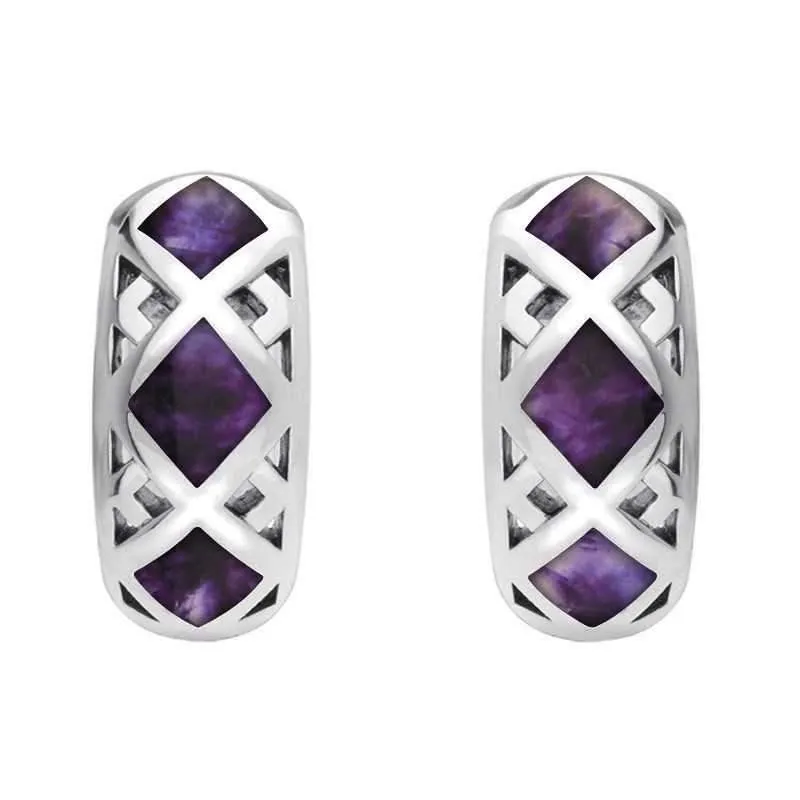 Sterling Silver Blue John Geometric Hoop Earrings sold by Jura Watches