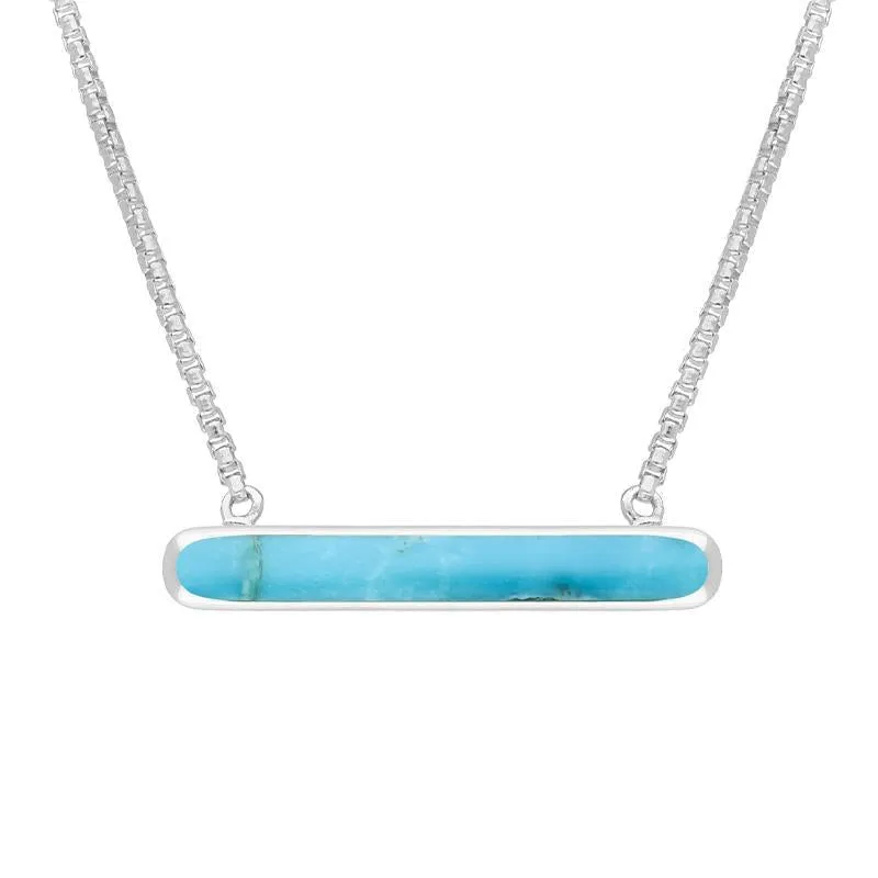 Sterling Silver Turquoise Lineaire Oval Pendant Necklace sold by Jura Watches