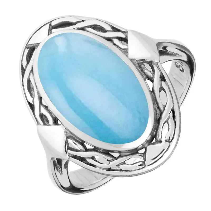 Sterling Silver Turquoise Oval Celtic Ring sold by Jura Watches