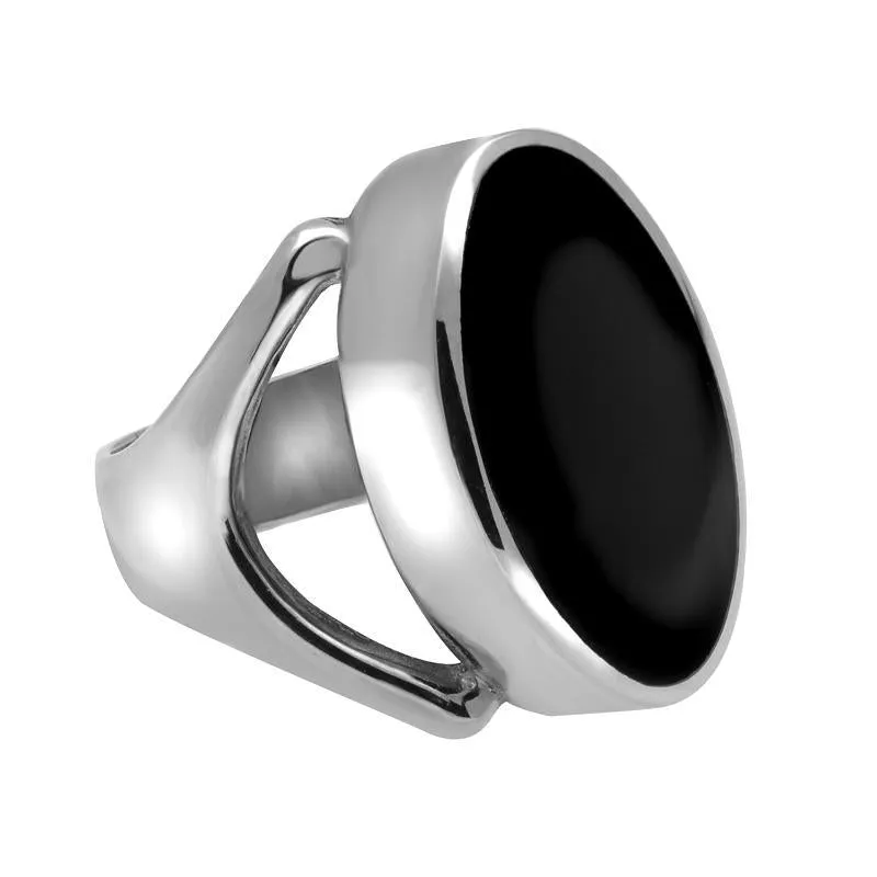 Sterling Silver Whitby Jet Oval Split Shoulder Ring sold by Jura Watches product image thumbnail 2