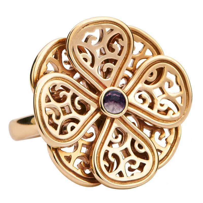 9ct Yellow Gold Blue John Flore Eight Petal Flower Ring sold by Jura Watches