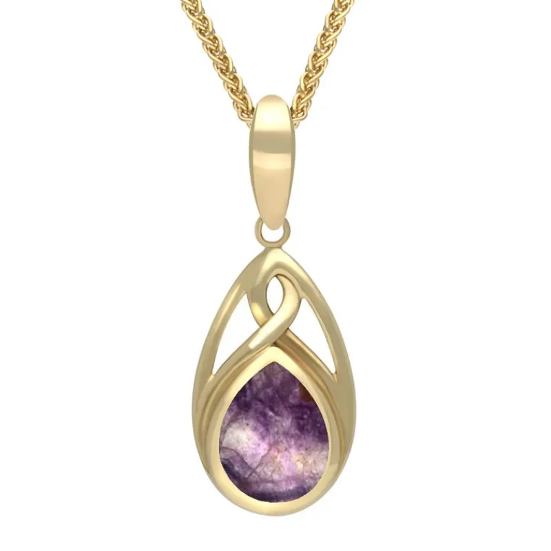 9ct Yellow Gold Blue John Small Pear Twist Celtic Necklace sold by Jura Watches