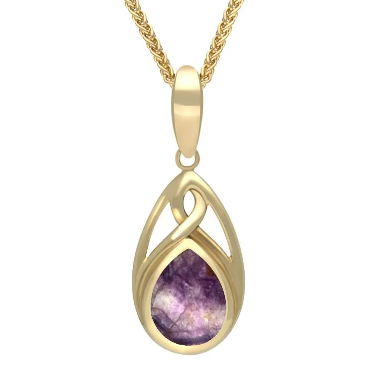 9ct Yellow Gold Blue John Small Pear Twist Celtic Necklace sold by Jura Watches