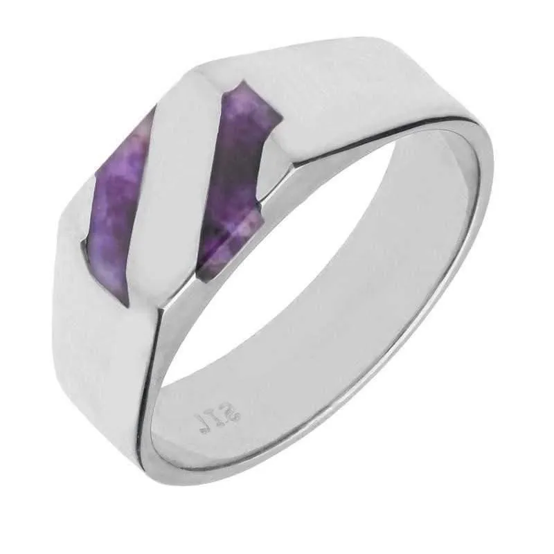 Sterling Silver Blue John Two Stone Slither Signet Ring sold by Jura Watches