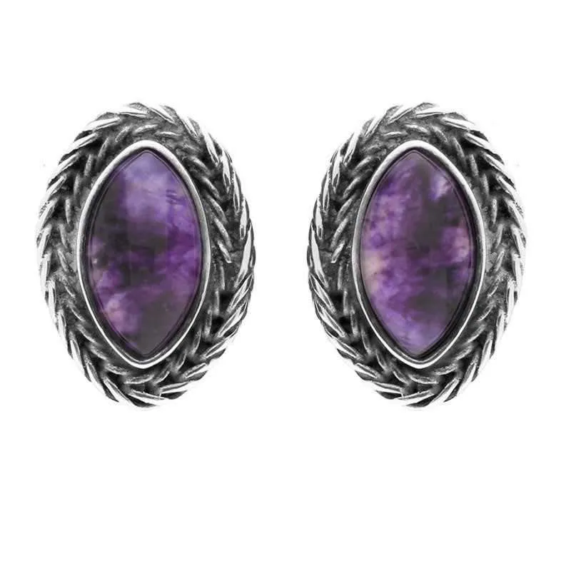 Sterling Silver Blue John Foxtail Small Marquise Stud Earrings D sold by Jura Watches