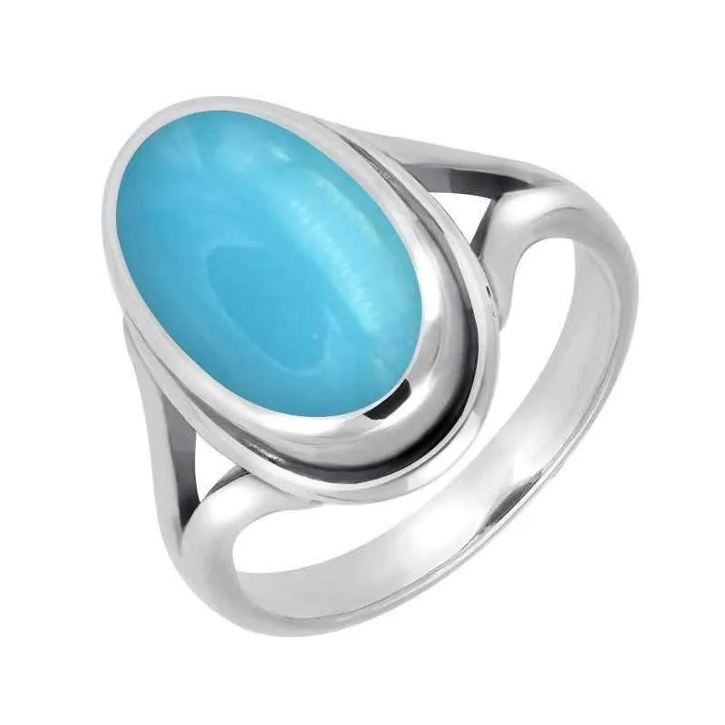 Sterling Silver Turquoise Oval Ridged Ring sold by Jura Watches