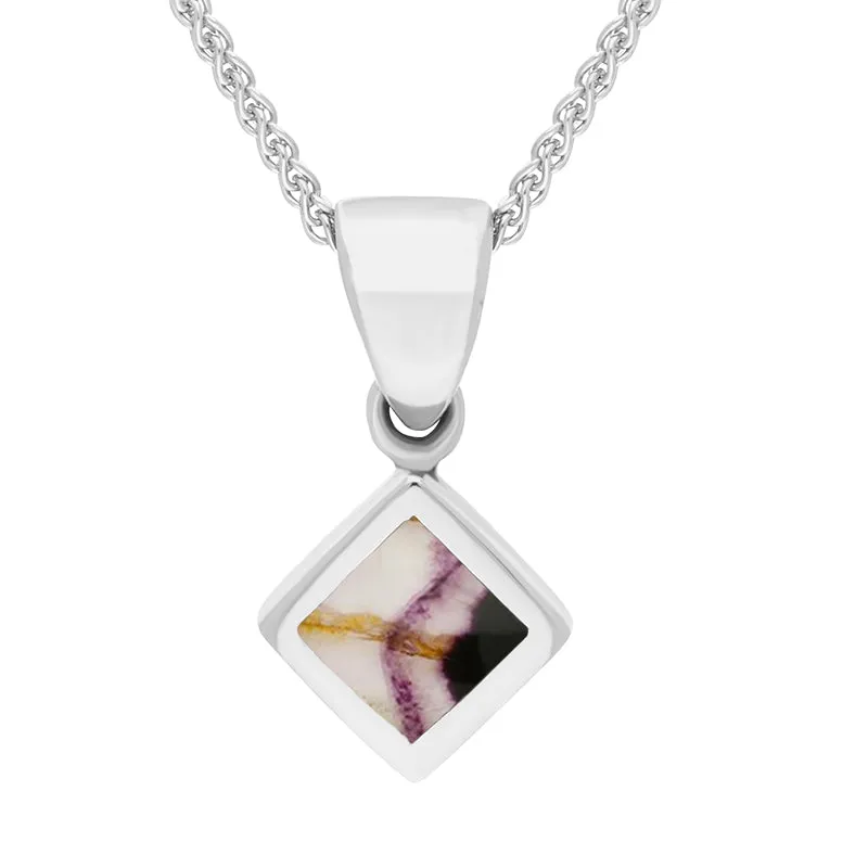 Sterling Silver Blue John Dinky Square Necklace sold by Jura Watches