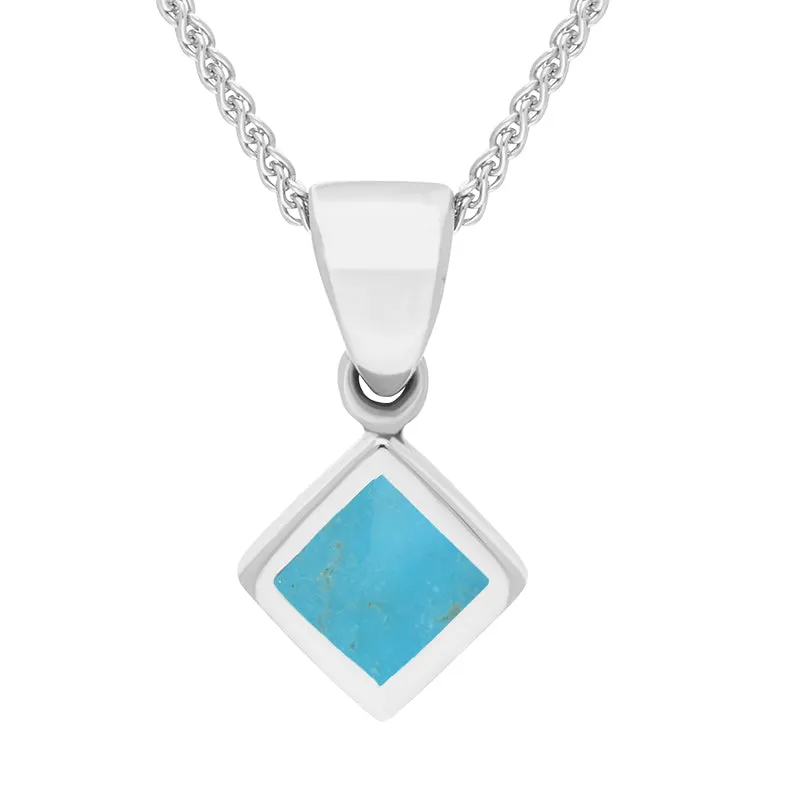 Sterling Silver Turquoise Dinky Square Necklace sold by Jura Watches