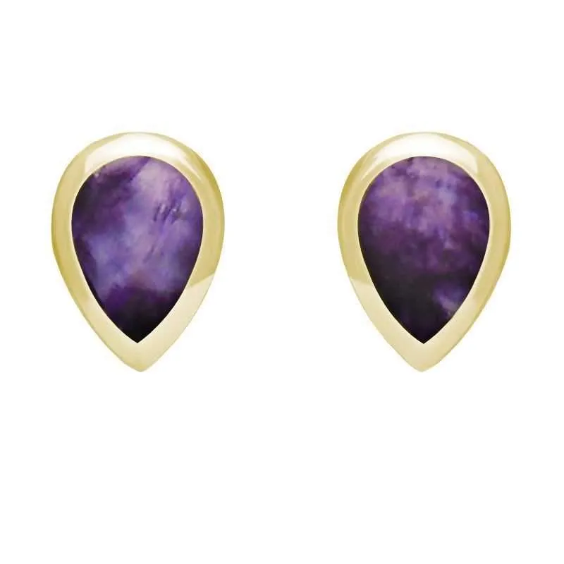 9ct Yellow Gold Blue John Small Teardrop Stud Earrings sold by Jura Watches