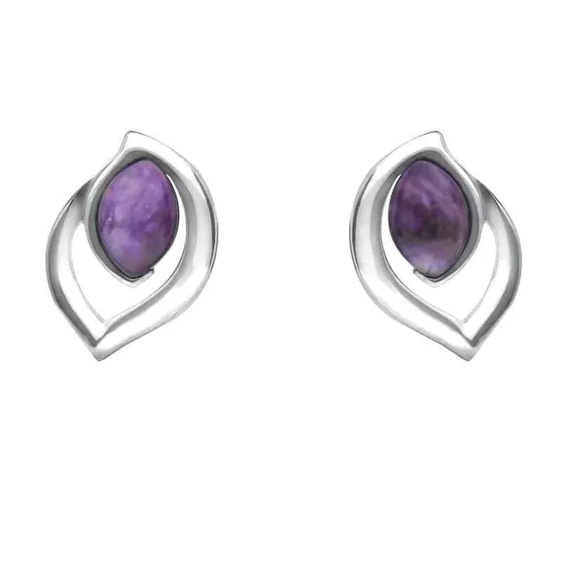 Sterling Silver Blue John Marquise Flame Stud Earrings sold by Jura Watches