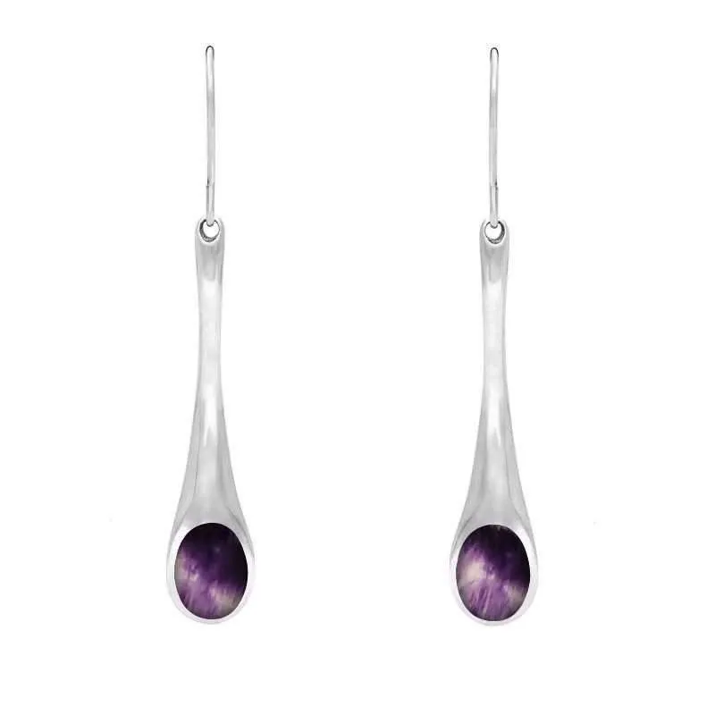 Sterling Silver Blue John Long Tapered Drop Hook Earrings sold by Jura Watches