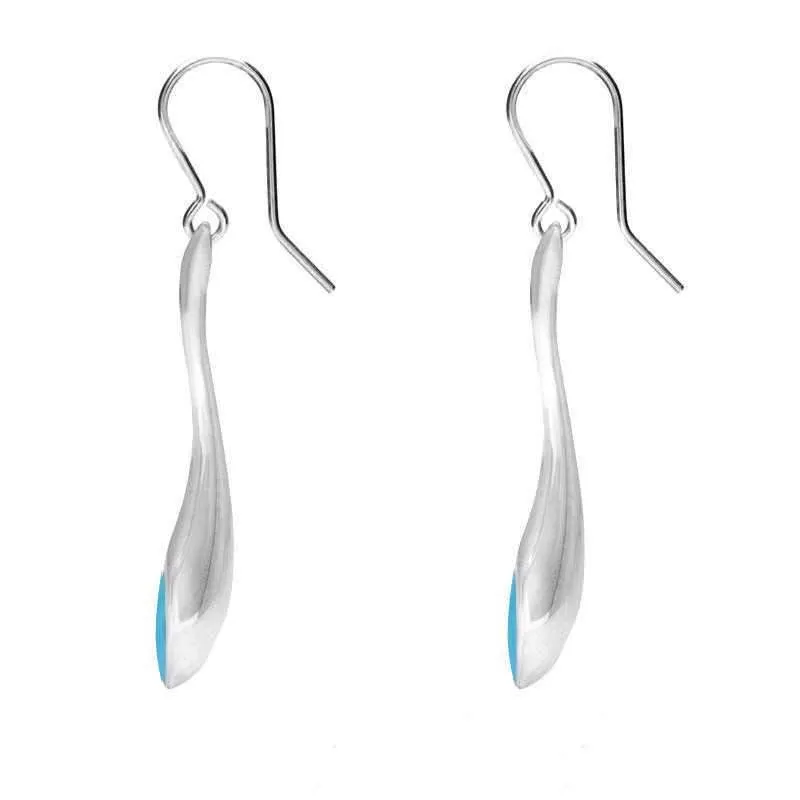Sterling Silver Turquoise Long Tapered Drop Hook Earrings sold by Jura Watches product image thumbnail 2