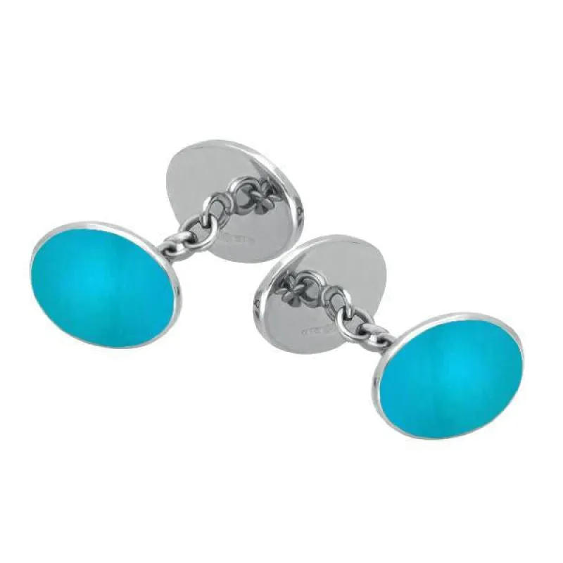 Sterling Silver Turquoise Four Stone Chain Cufflinks sold by Jura Watches