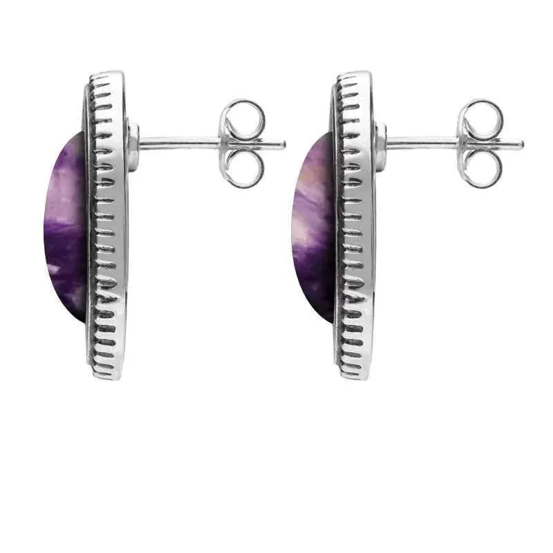 Sterling Silver Blue John Ridged Oval Stud Earrings sold by Jura Watches product image thumbnail 2