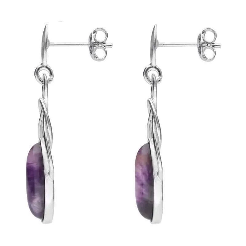 Sterling Silver Blue John Celtic Twist Drop Stud Earrings sold by Jura Watches product image thumbnail 2